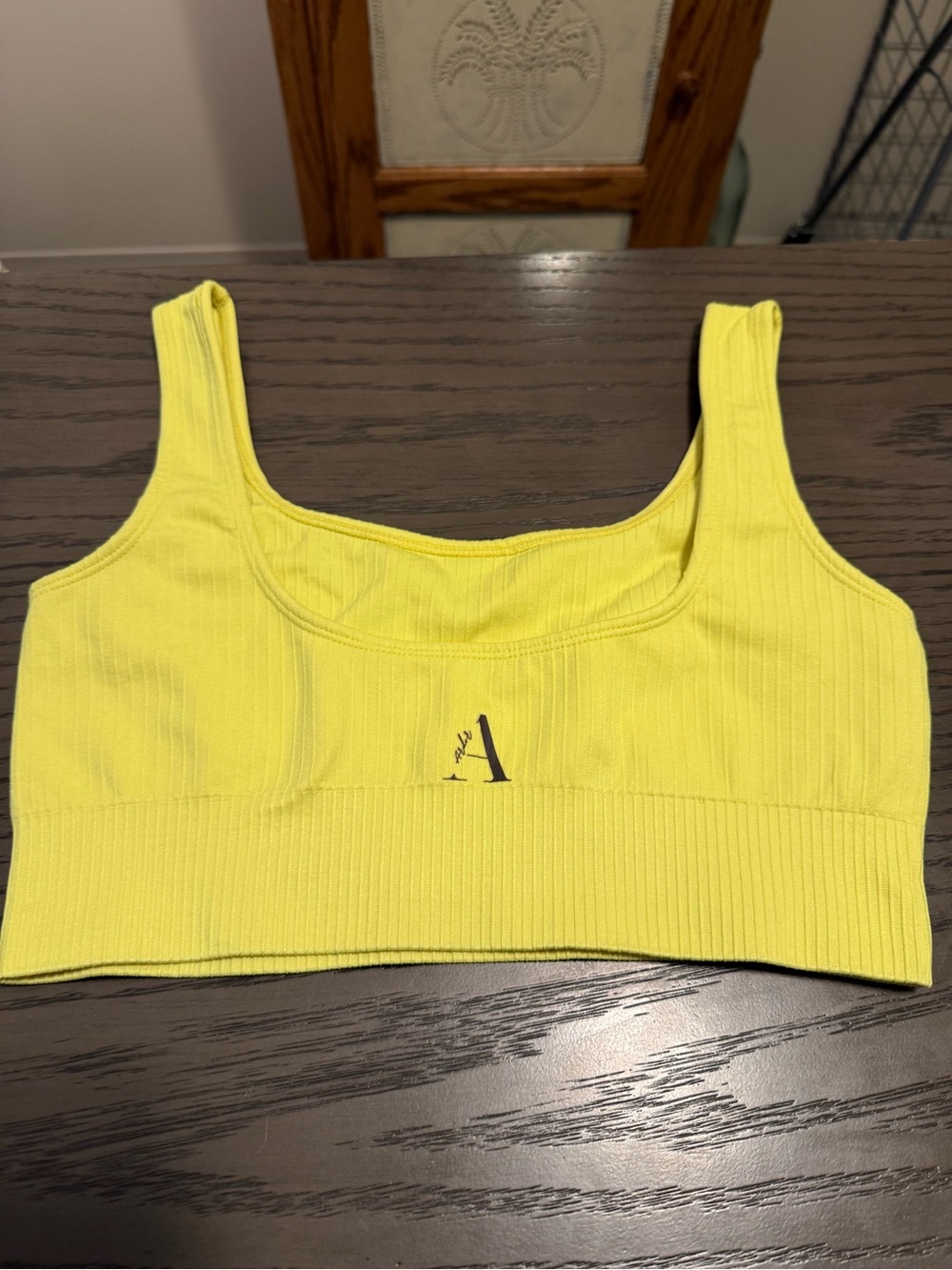 ALO Yoga Ribbed Yellow Scoop-Neck Sports Bra